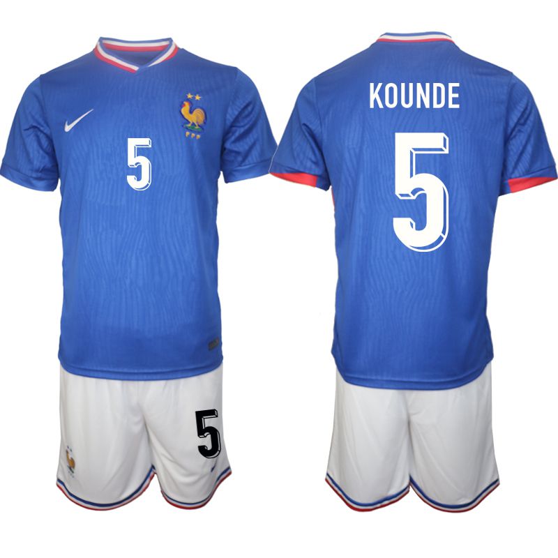 Men 2024-2025 Season France home Blue 5 Soccer Jersey